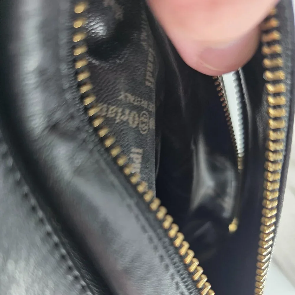 Marino Orlandi Black Leather Hobo Shoulder Bag Gold Hardware Made in Italy - Picture 12 of 16